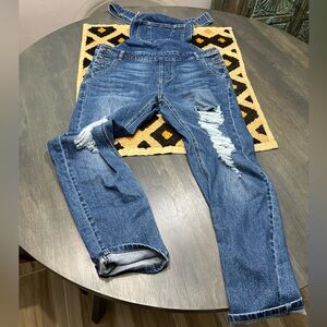 Women’s Distressed Denim Overalls Sz Medium